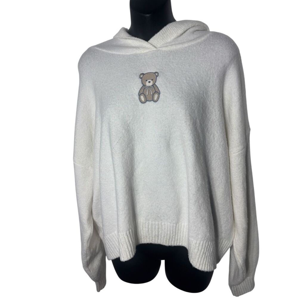 Hollisterβwomenβs large cozy popover hoodie teddy bear patchβ soft